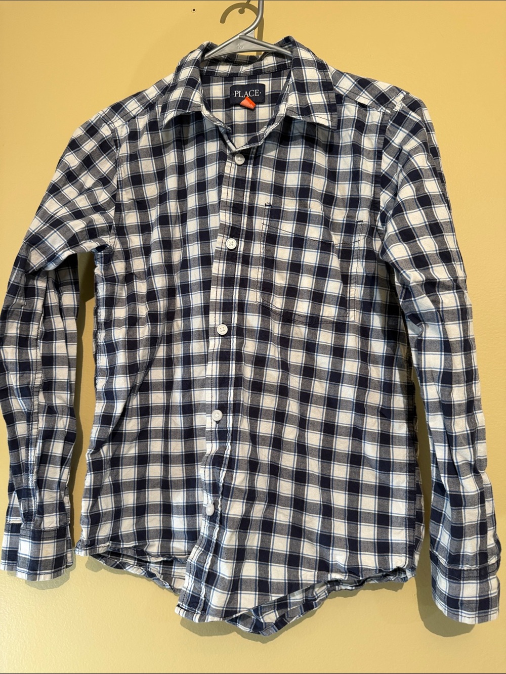 Place Navy and White Plaid Button-Down Shirt